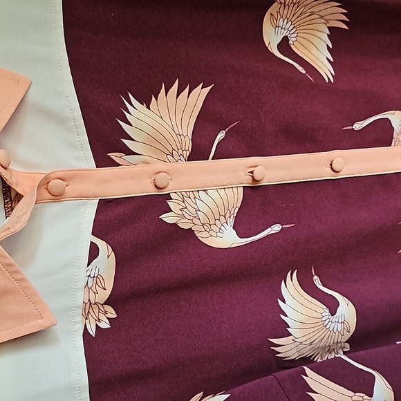 Modcloth swan button up top - Picture 3 of 5